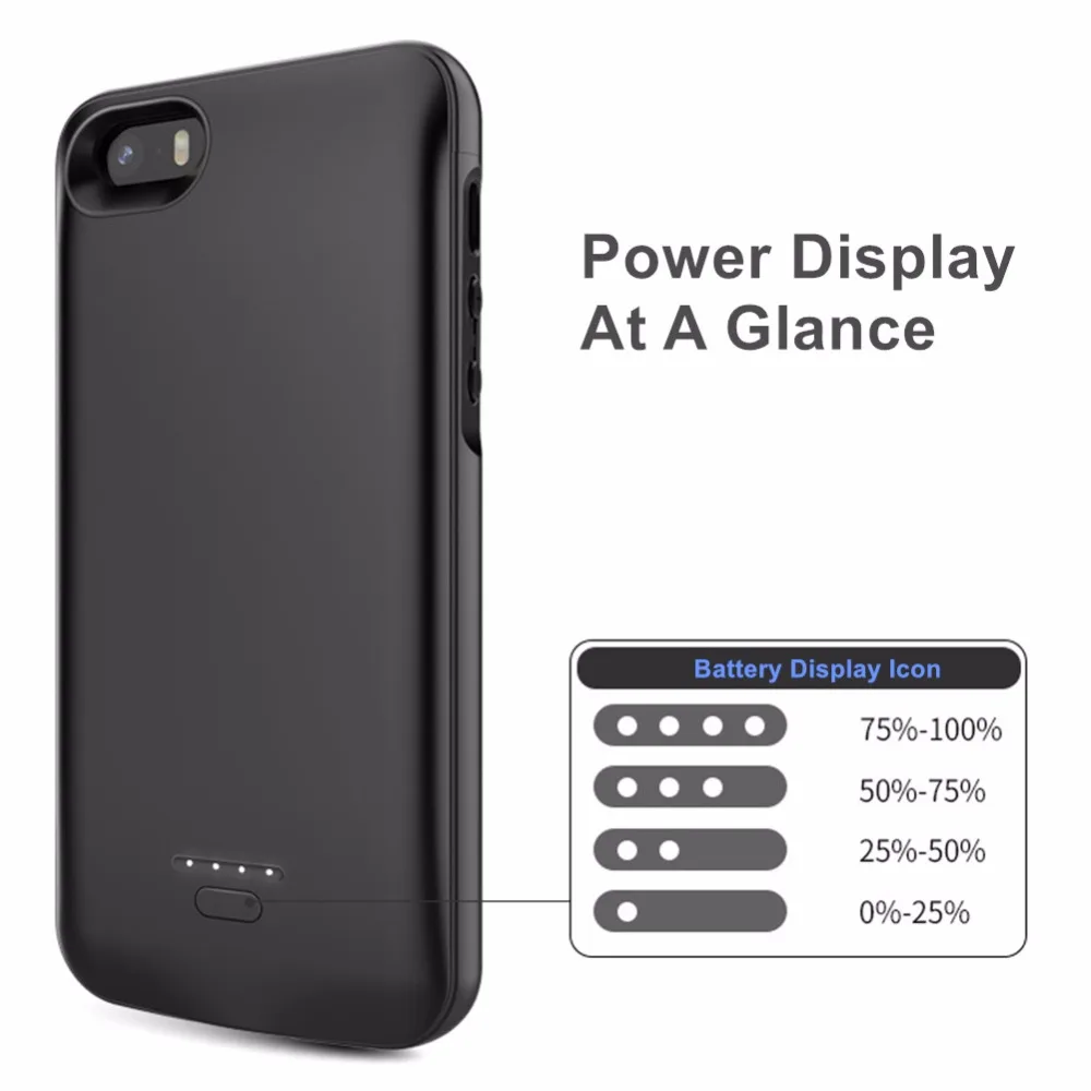4000 мАч для iphone 5, чехол для батареи, умный ультра тонкий чехол для резервного зарядного устройства, для Apple iphone 5 5S SE чехол для батареи, умный внешний аккумулятор