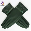 [BYSIFA] Cashmere Wool Women Gloves Winter Thick Ladies Lace Embroidered Wool Gloves Grey And Green Elegant Soft Mittens Gloves ► Photo 1/6