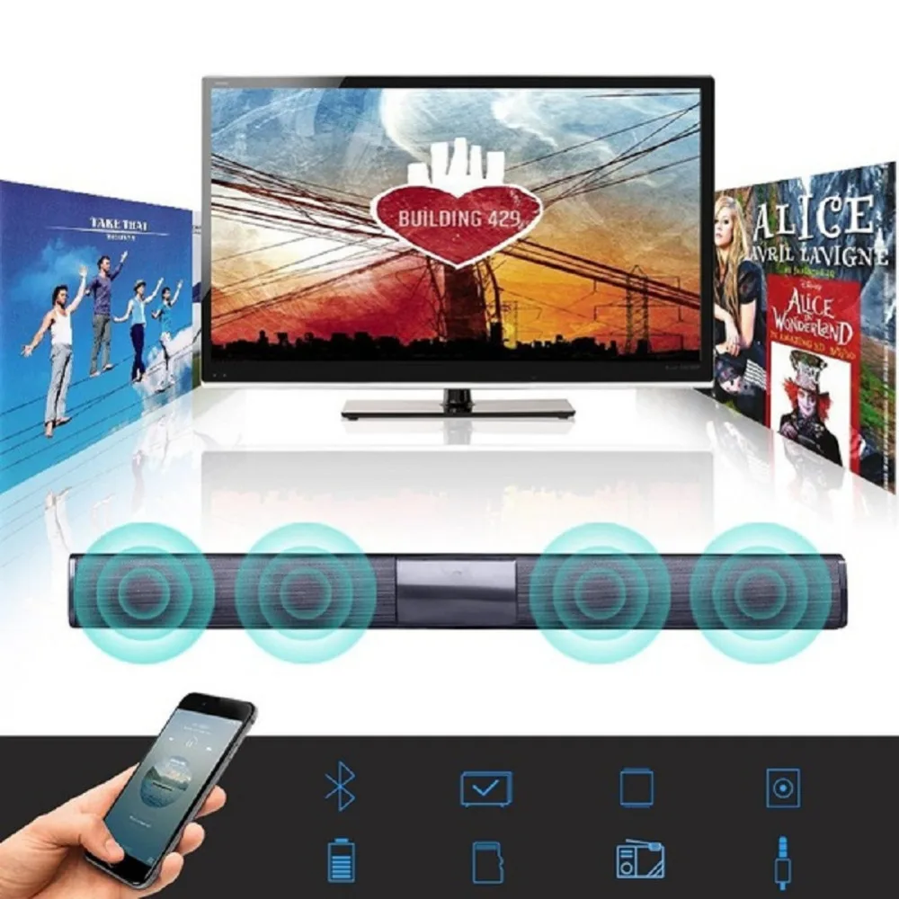 

20W Soundbar Subwoofer Wireless Bluetooth Speaker Column Sound Bar FM Radio with Remote control For TV Computer iPhone Android