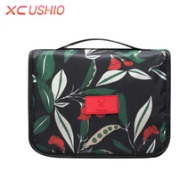 Floral Pattern Travel Toiletry Bag Women Hanging Cosmetic Bag Multifunctional Makeup Organizer Portable Men Wash Bag