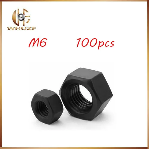 

Free shipping 100pcs/Lot Metric Thread M6 Black Grade 8.8 Carbon Steel Hex Nut Hexagonal Nut Screw Nutstainless bolts,nails