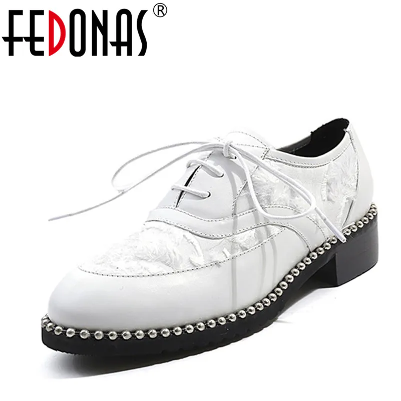 

FEDONAS Fashion Black Genuine Leather Shoes Woman Rome Style Lace Up Martin Shoes Woman Sexy Round Toe Night Club Punk Pumps