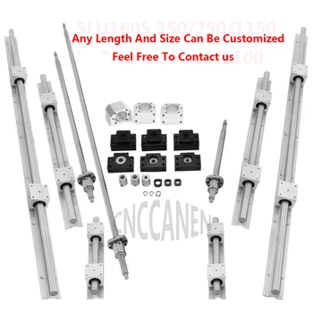 

6 Set SBR16 Linear Guide Rail + Ballscrews RM1605 SFU1605 Ball Screws + BK/BF12 + Nut Housing + Couplers For CNC Parts