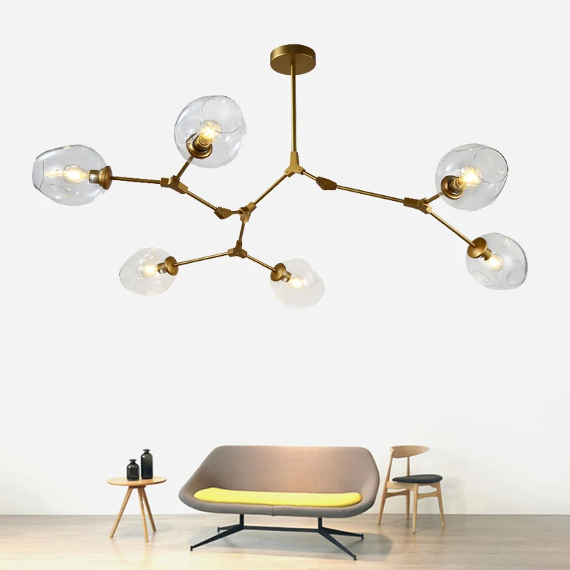 

1/3/5/6/7/8 Heads Globe Branching Bubble Ceiling Light Retro Multiple Rod Wrought Iron Ceiling Lamp For Home bedroom Cafe Bar