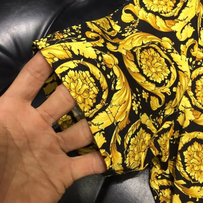 Весна 19ss Новое поступление моды Дизайнерская футболка с длинными рукавами Королевский цветочный принт футболка для роскошных мужчин хлопок брендовая одежда Топ Известный