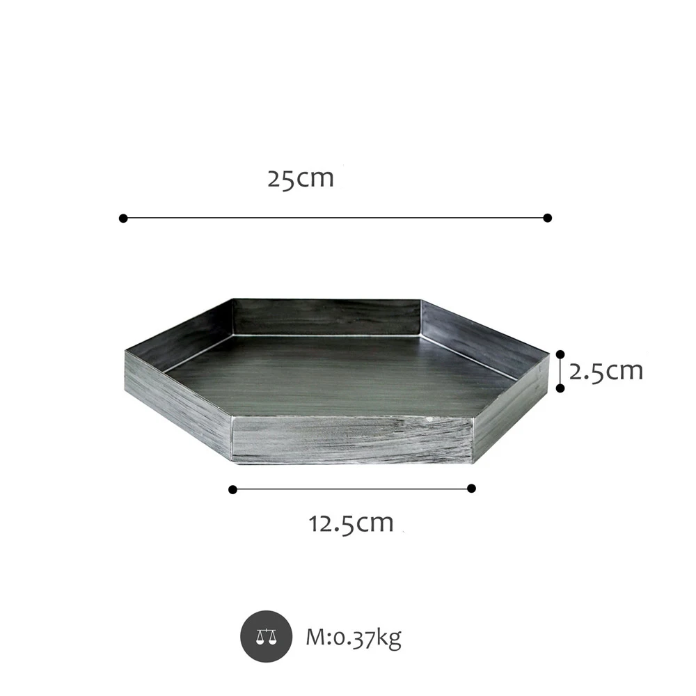 Шестигранный Винтажный серебряный металлический лоток для хранения, шикарное Ювелирное кольцо, дисплей, органайзер, лотки, Ретро Декор стола, фруктовый кекс, тарелка