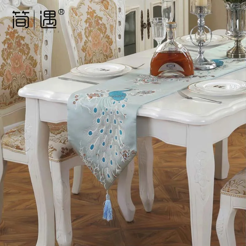 

JaneYU Peacock table flag tea cloth tablecloth luxury pastoral tablecloth wedding birthday party tablecloth decoration