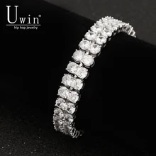 UWIN 2 ряда кубический циркон теннисные цепи Браслет Золотой Серебряный Цвет Медь Iced Out cz-цепочка хип хоп ювелирные изделия подарок Прямая