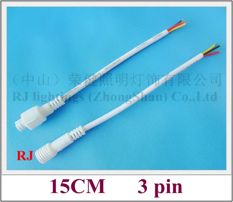 

wholesale 3 pin waterproof mini led wire cable connector male and female for low voltage LED lightings 15cm 3 pin IP65 mini