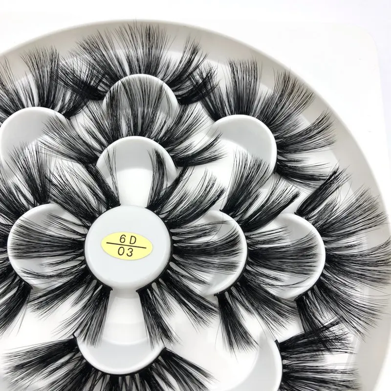 Buzzme 6D01 25mm lashes 6D faux mink eyelashes dramatic 7 pairs per pack strip false eyelash silk lashes