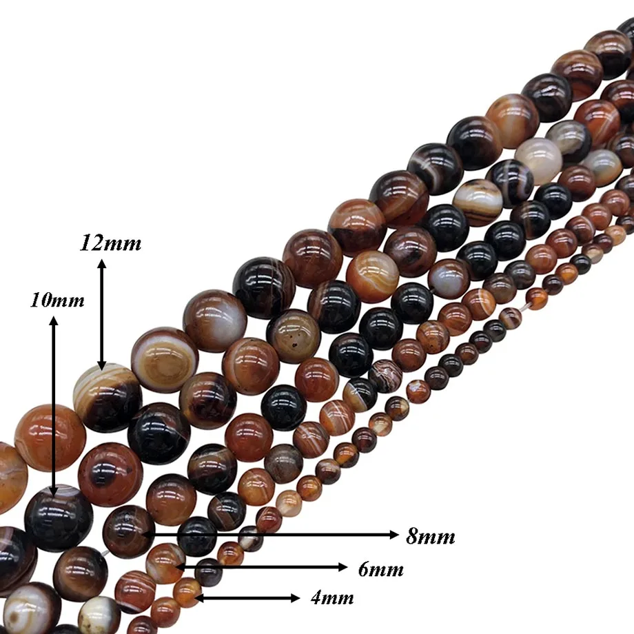 Natural Stone tawny Veins Loose Beads Round Agates Onyx DIY Beaded for Women Jewelry Making Bracelets Necklaces J129 | Украшения и