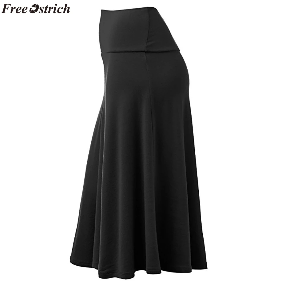 Страуса faldas mujer moda Женская длинная юбка размера плюс однотонная Расклешенная юбка с высокой талией пикантная юбка средней длины форменная плиссированная юбка
