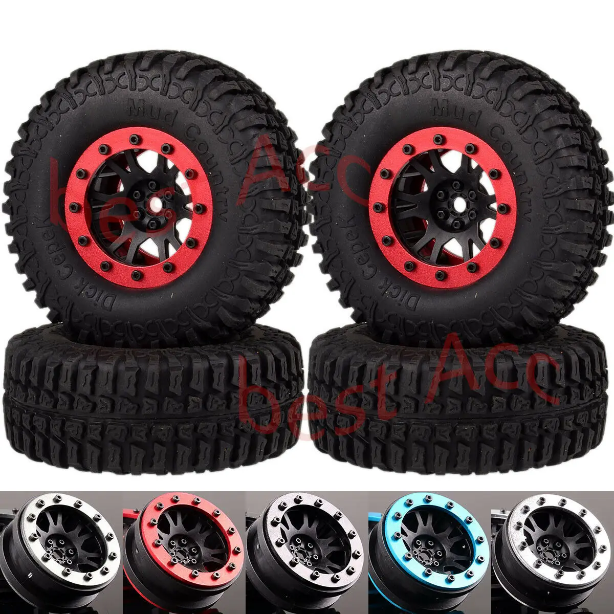 

Beadlock Wheel Rim 100MM 1:10 1.9" Tires For RC Crawler CC01 D90 D110 SCX10 4P