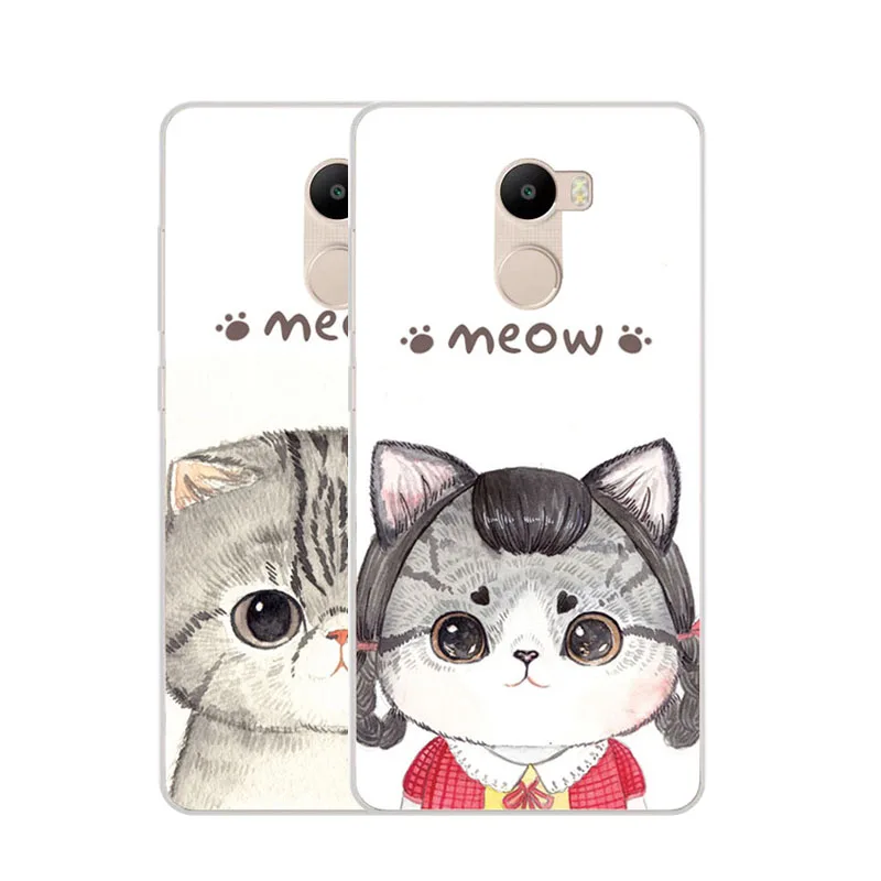 Xiaomi redmi 4 Case Silicon Look cat Painting Soft TPU Back Cover for redmi4 Phone Protect shell |