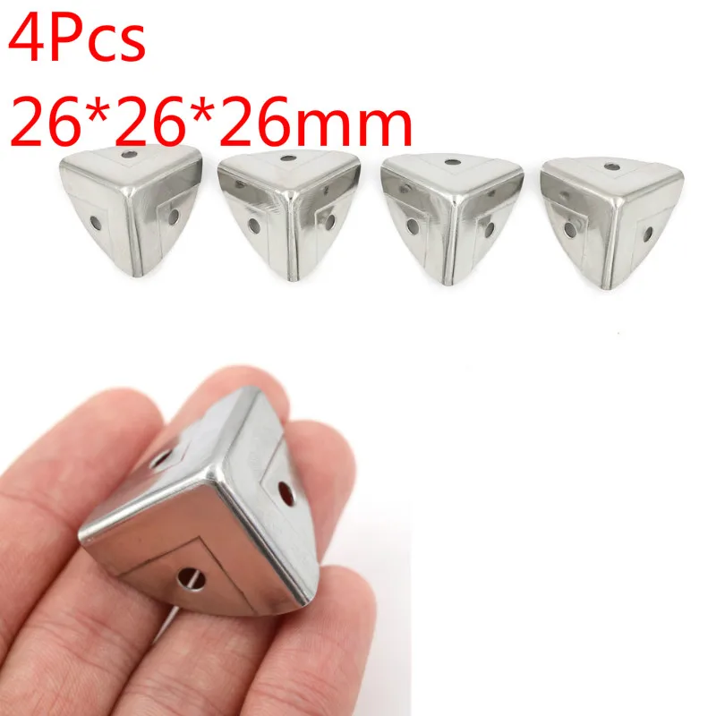 

26*26*26mm,4Pcs Antique Style Metal Box Corner Iron Protection Case Edge Guard Corner Cover,Chrome Color