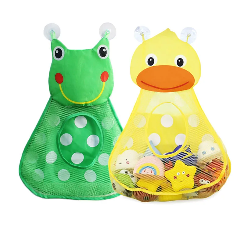 Cartoon Cute Bathroom Hanging Storage Basket Baby Kids Bath Toys Storage Organizer Bathroom Folding Mesh Storage Basket