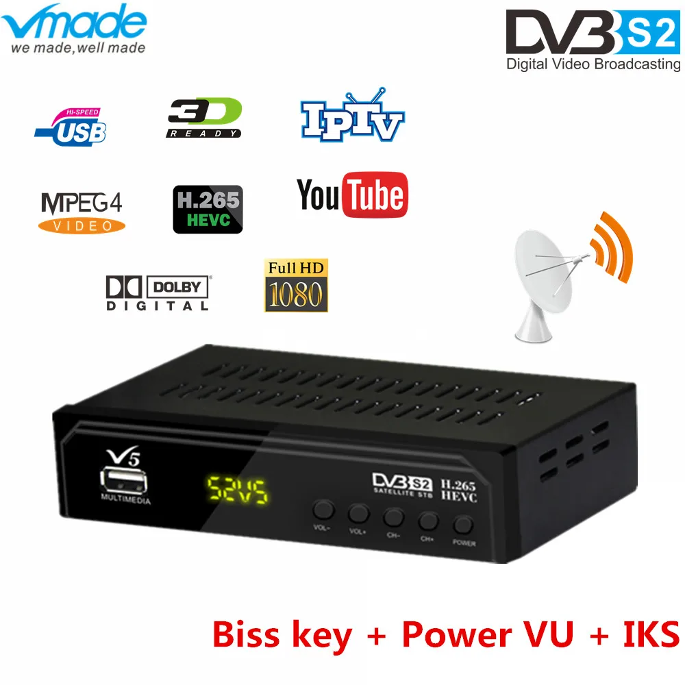 

Full HD DVB S2 satellite Receiver TV tuner TV Digital set-top Box DVB-S2 V5 TV BOX decoder Support IPTV youtube powerVu Biss key