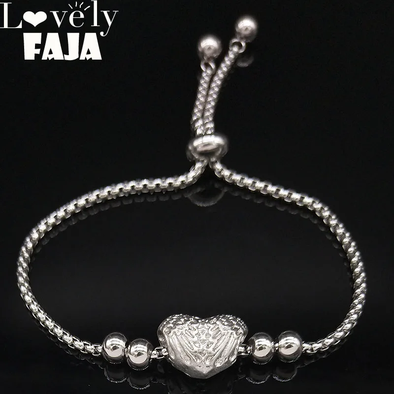 

Heard Stainless Steel Charm Bracelet Women Silver Color Bead Bracelet Jewellery pulceras de acero inoxidable para mujer B18416