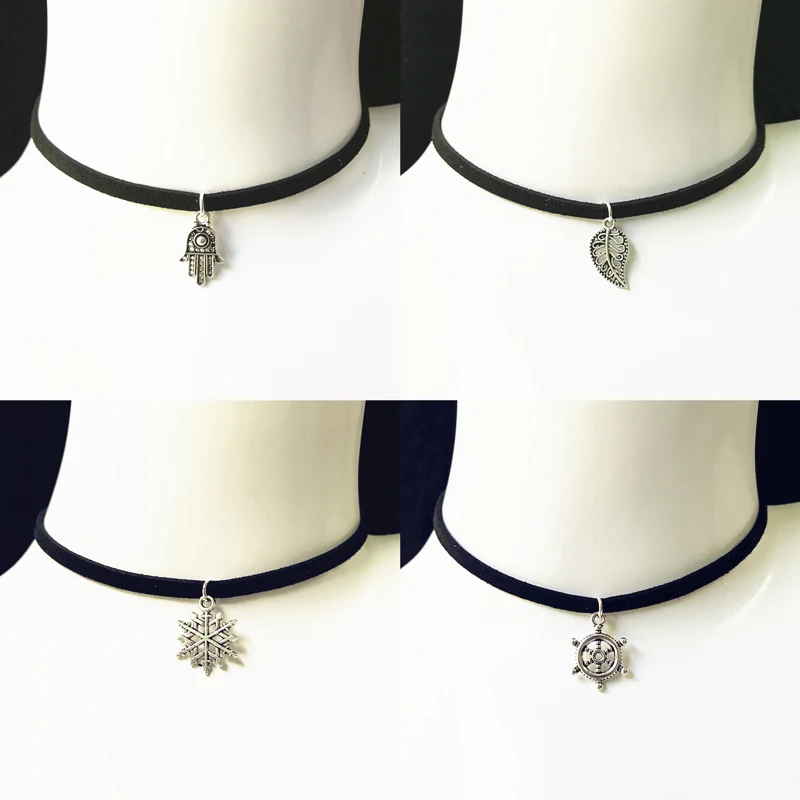 

90's Inspired Gothic Lolita Punk Choker Necklace Black Velvet Suede Steampunk Torques Jewelry Statement Colar Christmas Gift