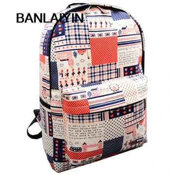 

Women Graffiti Canvas Saika College Wind Backpack