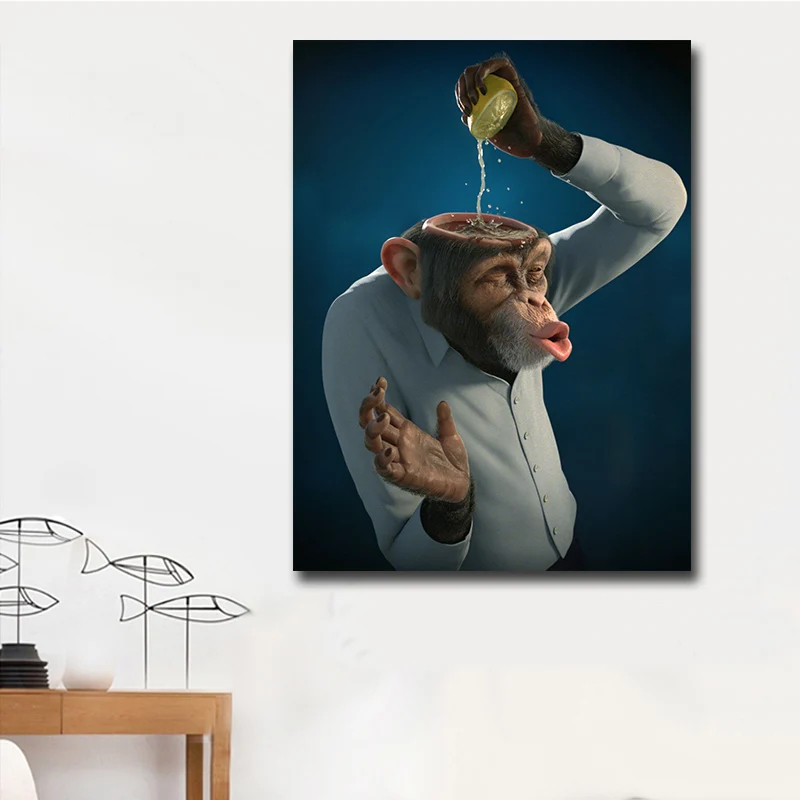 Goodecoration живопись Горилла на холсте Забавный мультфильм животное стены искусства