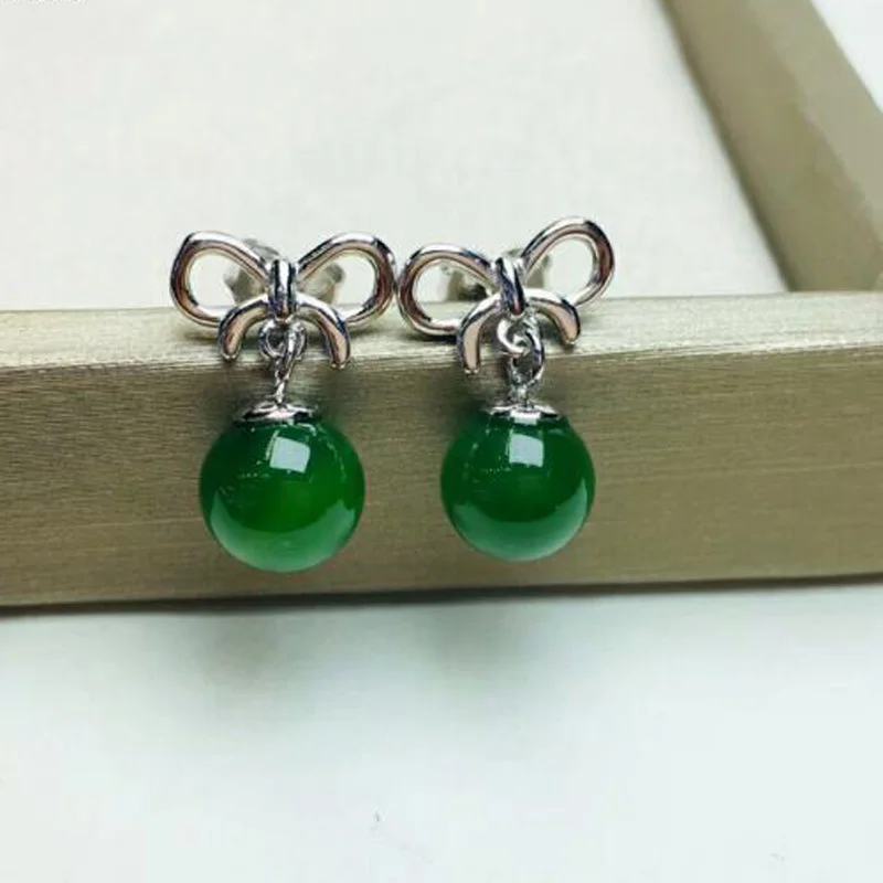 Серьги из яшмы, серебро 925, яшма, 8 мм, круглый шарик, очаровательные, Модные женские ювелирные изделия, трендовые