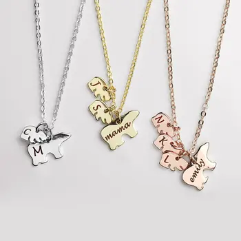 

Custom Hand Stamped Mama Bear Necklace Personalized Necklace for Grandma Gift for Mom Mommy And Me kids art YP6012