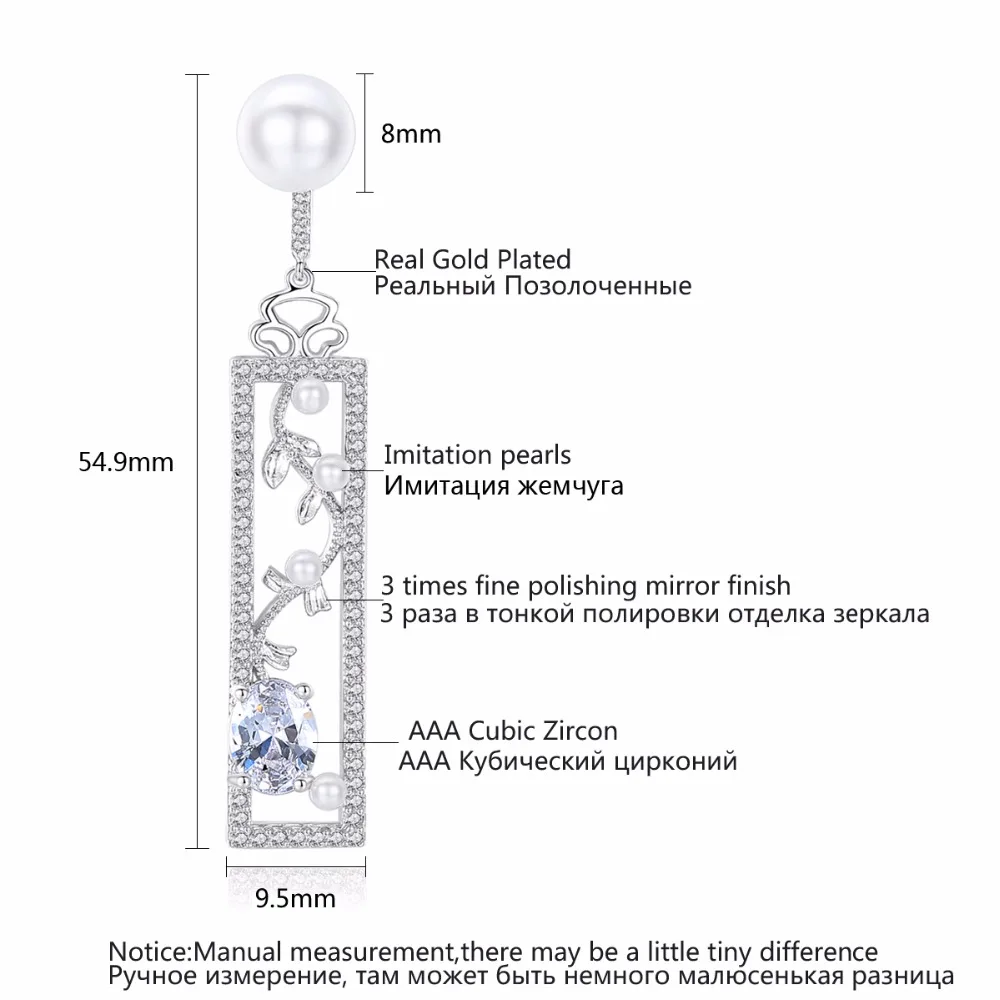 LUOTEEMI, брендовые, элегантные, нежные, геометрические, в форме цветка, прозрачные, имитация жемчуга, CZ, висячие серьги, подарок для подруги, жены, мамы