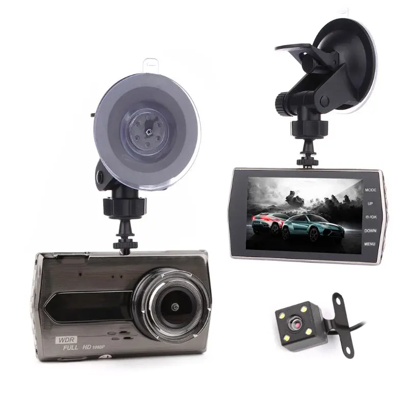 

New 1 Set 4 inch IPS Screen Auto Car Dash Cam Dual Lens Car DVR Full HD 1080P Vehicle Camera Driving Recorder With G-Sensor