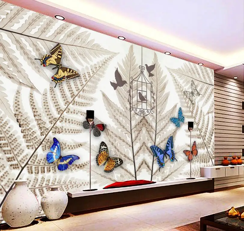 

3d wallpaper mural decor Photo backdrop Butterfly backdrop depicts leaves TV background wall mural wall paper