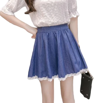 

New Arrival 2018 Girls Summer Women A-line Mini Skirt Korean High Waist Slim Denim Skirt Safety Skirt Shorts Casual Skirt D033