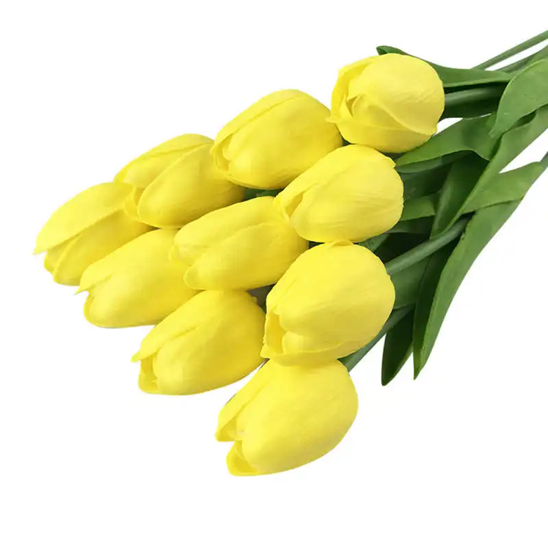 

PU Tulip Artificial Flower Latex Real Bridal Wedding Bouquet Home Decor 20pcs Flowers For Wedding Decor Artificial Yellow 19MAR5