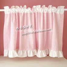 Розовые клетчатые Воланы красивые короткие занавески для кухни для гостиной занавески в спальню 40*150 см Индивидуальные