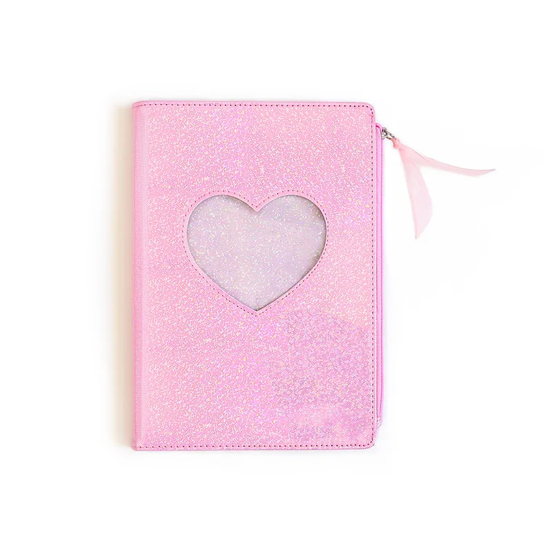 Алмазная любовь блокнот Лазерная записная книжка путешественник дневник ежемесячная неделя планировщик блокнот кожаная обложка записная книжка журнал дневник - Цвет: Pink
