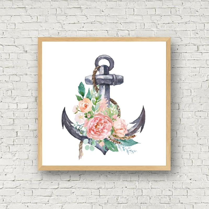 Watercolor hand drawn nautical wall art print