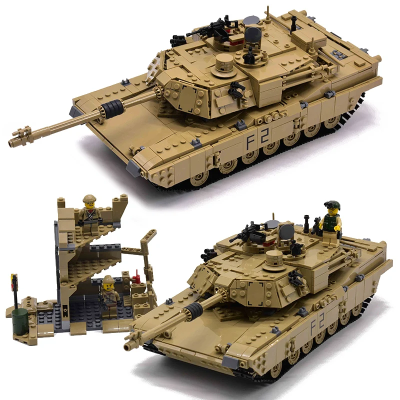 

Kazi Military M1A2 Tank 1463pcs Bricks Abrams Main Battle Tank Building Block Sets Models 2in1 Compatible Toys