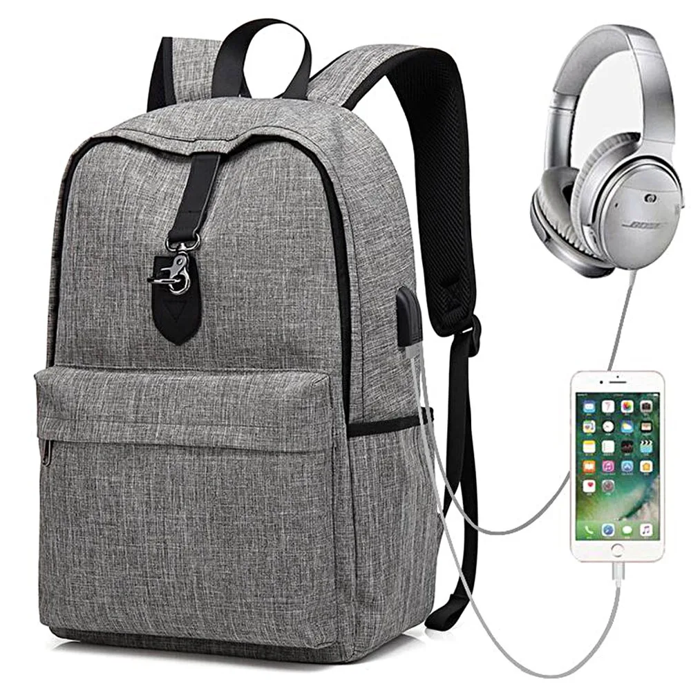 New Men USB Charging Backpacks 15.6 inches Laptop Backpack Large