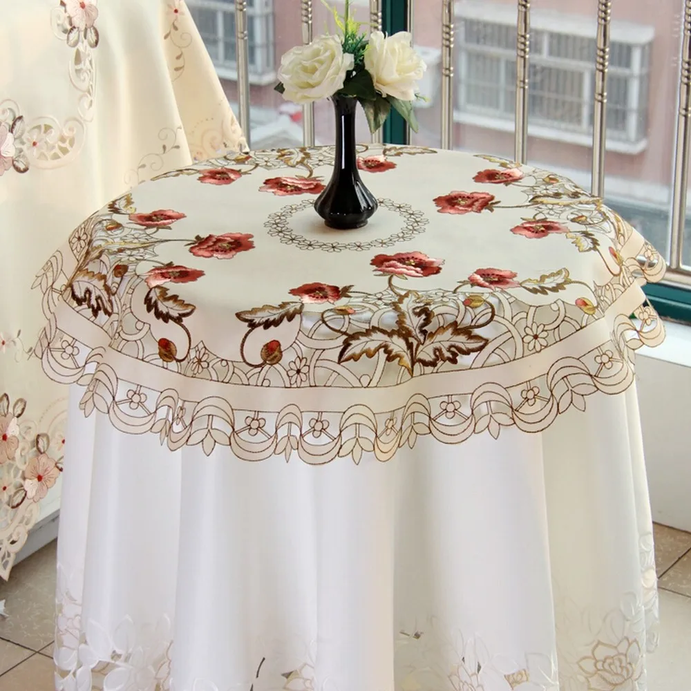 RAYUAN Embroidered Peony Flower Fabric Lace Round ...