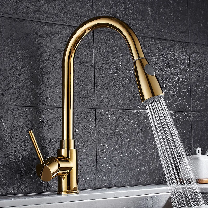  Newly Arrived Pull Out Kitchen Faucet Gold/Chrome/nickel/black Sink Mixer Tap 360 degree rotation k - 32852460652