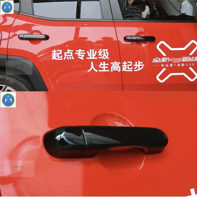 

Yimaautotrims Outside Car Door Pull Doorknob Handle Cover Trim Fit For Jeep Renegade 2015 - 2019 ABS / Without Smart Key Hole