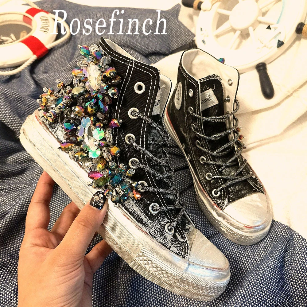 rhinestone canvas shoes