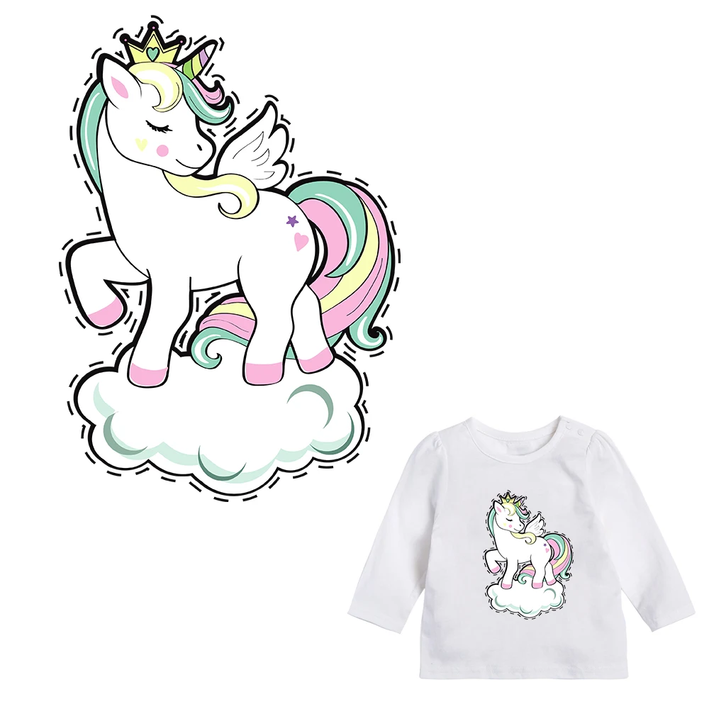 

Cute Unicorn Iron on Patches for Kids Clothes Heat Transfer Animal Cartoon Patch Washable Sticker DIY Accessory Appliques Badges