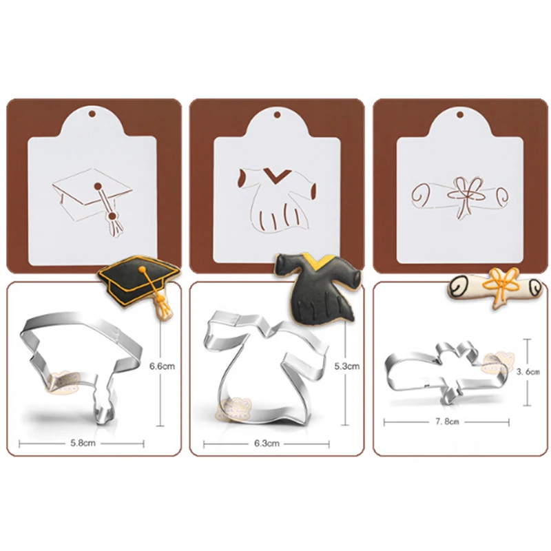 

Print Card Graduation Suit Metal Cake Mold Plastic Printing Biscuits Cookies Cutter Fondant Paste Decoration Tool Gadget
