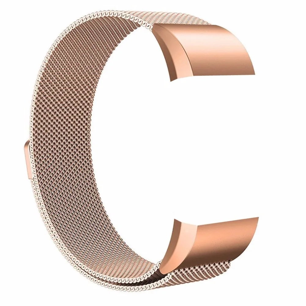 

Rose Gold Fitbit Charge 2 band Stainless Steel Milanese Mesh Loop Wristband Magnetic Closure Strap for Fitbit Charge 2