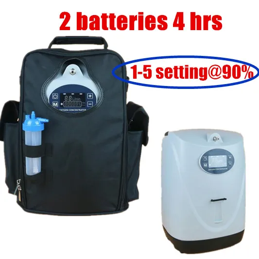 

COXTOD 2 battery 4hrs Oxygen Concentrator with 1-5 setting for 90% purity, car inverter, carry bag, trolley and remote control