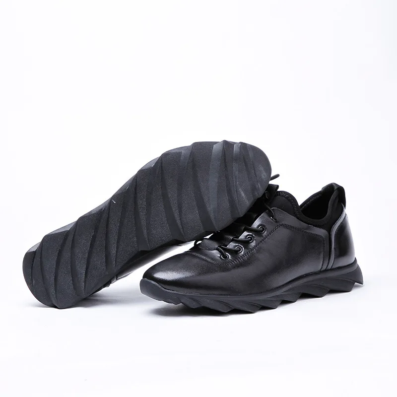DESAI Brand Italian Designer Men Shoes Genuine Leather Men's Casual Trainers Shoes Elastic Band Shoes Black Sneakers Size 38-43