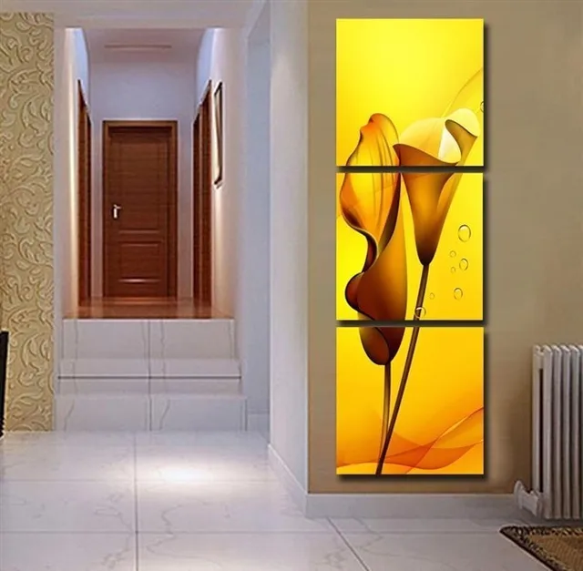 High Quality 3 Panels Wall Art Lily Flower Modern Painting High Quality 3 Panels Wall Art Lily Flower Modern Painting Contemporary Canvas Prints Hanging On