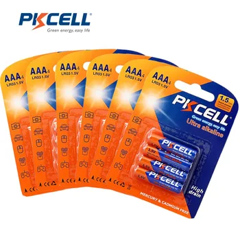 

24Pcs/6card PKCELL Alkaline Battery Dry Batteries LR03 1.5V AAA Battery E92 AM4 MN2400 3A Bateria Baterias