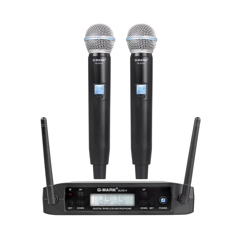 

G-MARK GLXD4 Wireless Microphone Professional UHF Dual System SM58 Handheld Mic Stage Speech Wedding