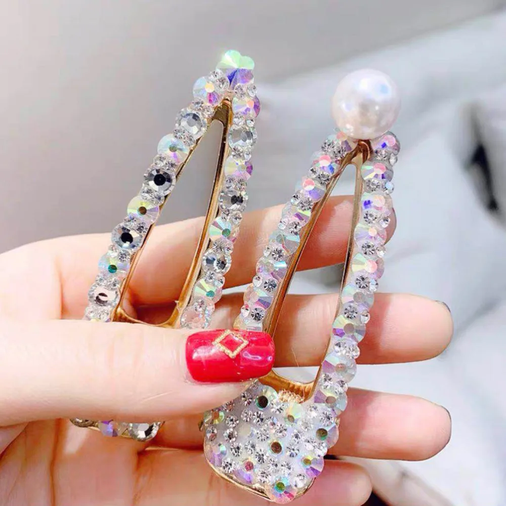 

INS Hot Fashion Full Rhinestone Crystal Alloy Hair Clips For Women Girls 6cm/8cm High Quality Trendy Hair Accessories Hairgrip